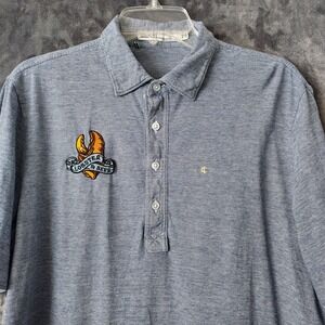 Criquet Polo Shirt Mens Large Blue Stripe Organic Cotton Lobster & Beer